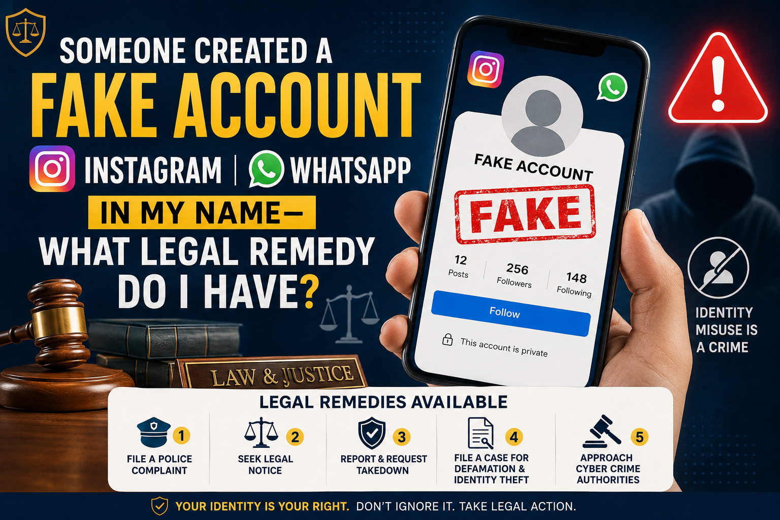 📱 Someone Created a Fake Instagram/WhatsApp Account in My Name—What Legal Remedy Do I Have?